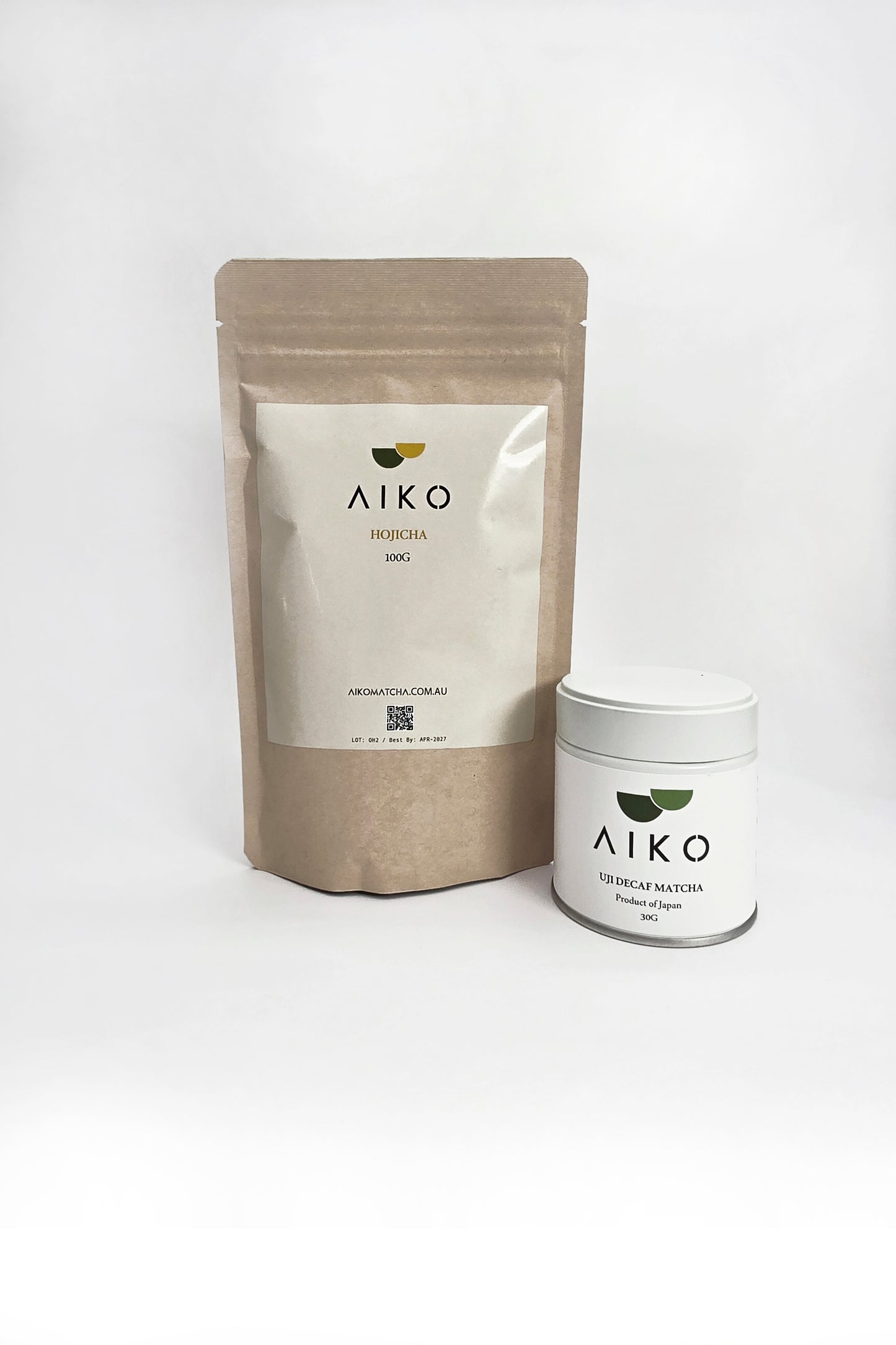 Uji Decaf Matcha Tin 30g + Aiko Hojicha 100g Bundle