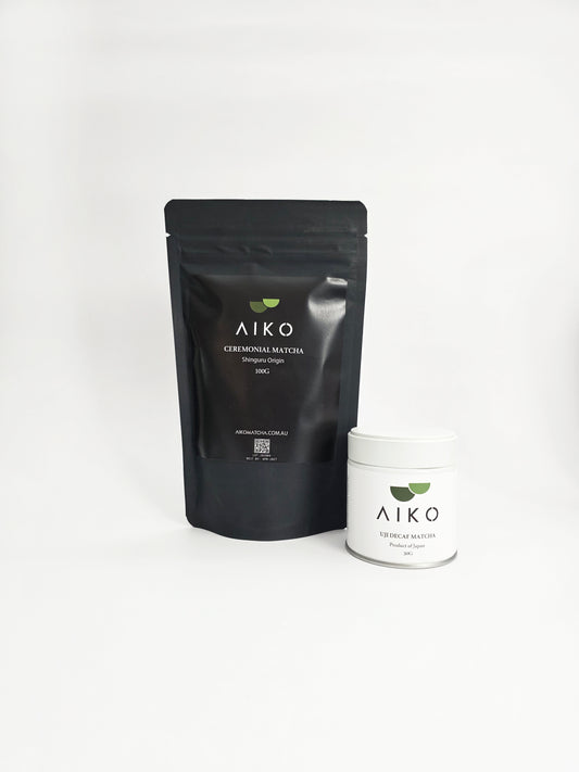 Uji Decaf Matcha Tin 30g + Shinguru Ceremonial Matcha 100g Bundle