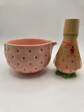 Strawberry Matcha Bowl + Whisk Holder + Bamboo Whisk + Bamboo Scoop (Limited Edition)